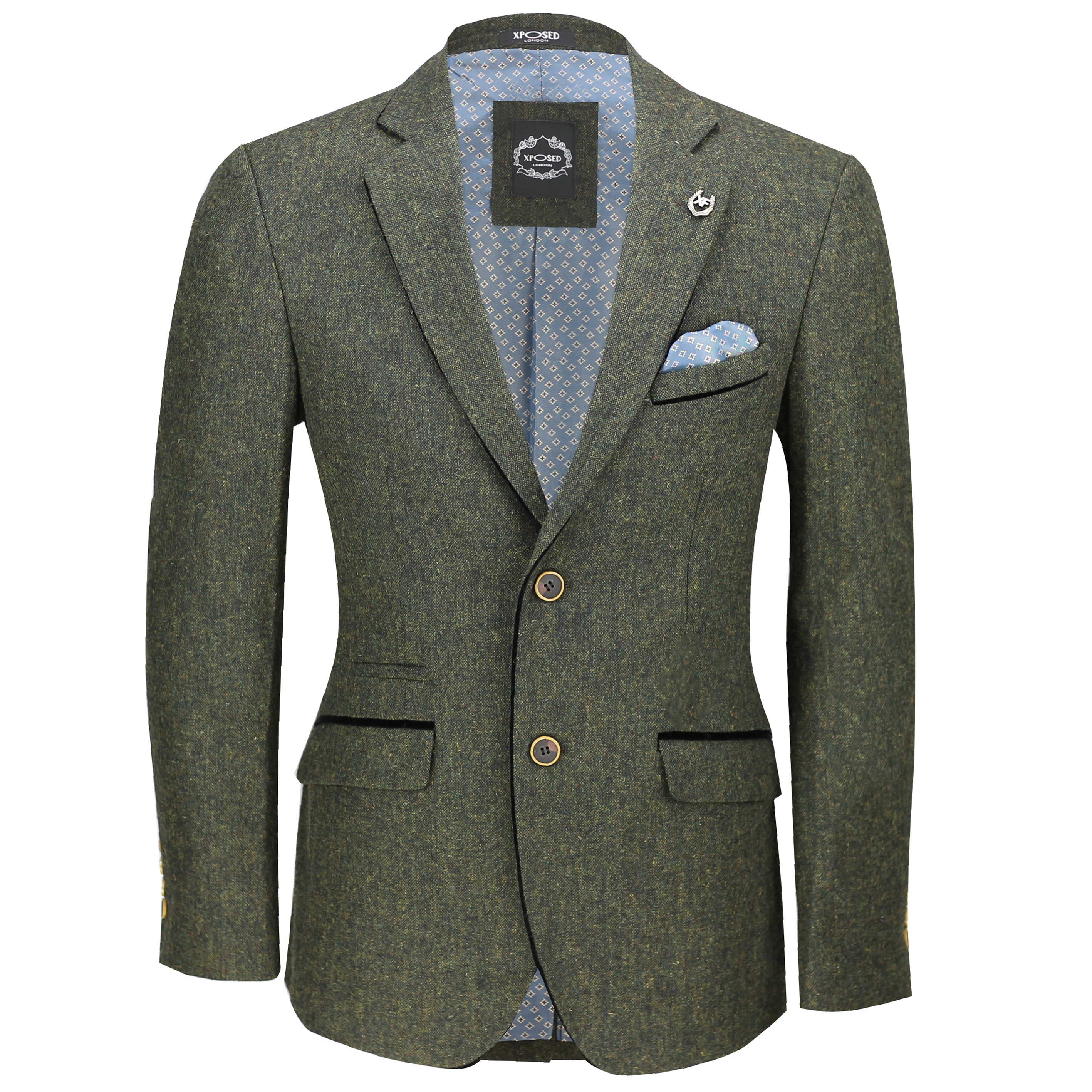Mens Vintage Tweed Blazer in Tan Green Blue Designer Formal Slim ...